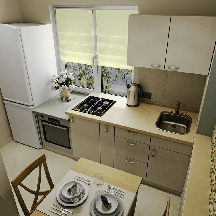 Планировка кухни 6 кв.метров с холодильником