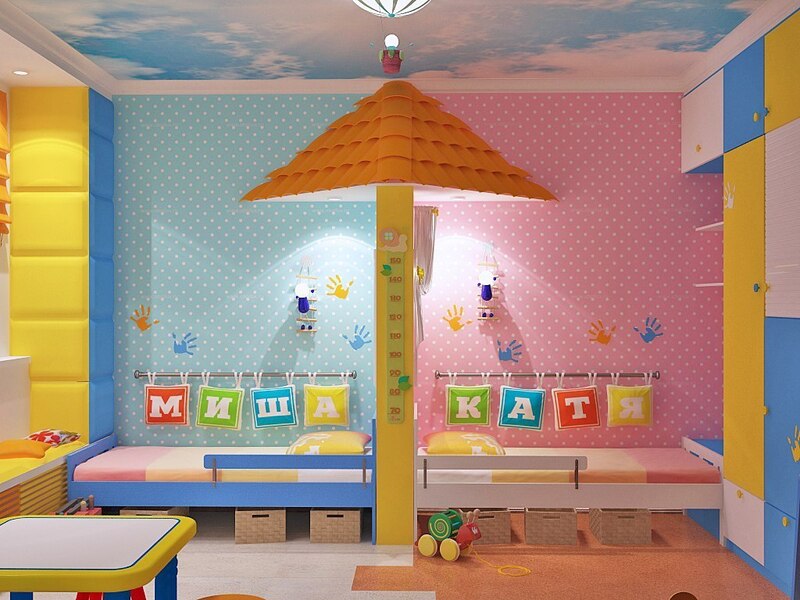 Места для ночного отдыха разнополых детей организуются с учетом геометрических особенностей помещения и мебели