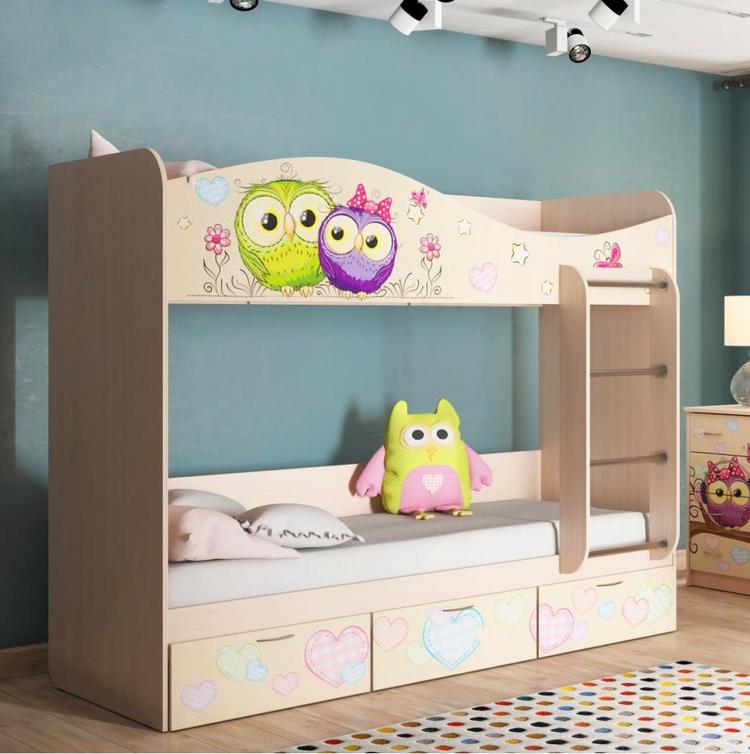 Двухъярусная кровать в детскую комнату для девочки